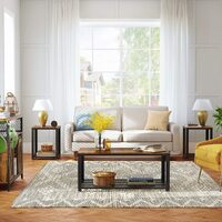 Coffee Table with Metal Frame Storage Shelf Rustic Brown thumbnail