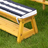 Outdoor Table & Bench Set with Cushions & Umbrella (Navy) thumbnail