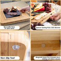 Bamboo Cheese Board Set with Knife Set with 4 Stainless Steel Knife & Thick Wooden tray for Wine Crackers, Brie and Meat thumbnail