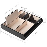 Valet Tray Leather Multi Catch Storage Box for Jewellery Accessories, Keys, Phone, Wallet, Coin, Jewellery (Black) thumbnail