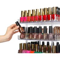 3 Tier 360 Rotating Display Rack Organizer Stand for Clear Nail Polish and Makeup Cosmetics with Acrylic Guard thumbnail