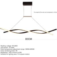 Modern LED Chandelier Lighting Lamps Bedroom Kitchen (Black, L80cm Pendant) thumbnail