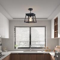 Farmhouse Pendant Light Rustic Lantern Chandelier Black thumbnail
