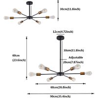 Modern Sputnik Chandelier Black Gold E27 Bulbs thumbnail