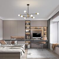 Sputnik Chandelier Modern Industrial, 8-Light , Black & Gold thumbnail