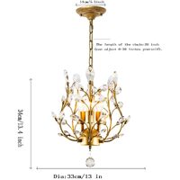 Crystal Chandelier Vintage, 3 Lights, Gold thumbnail