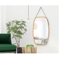 Hanging Full Length Wall Mirror - Solid Bamboo Frame and Adjustable Leather Strap for Bathroom and Bedroom thumbnail