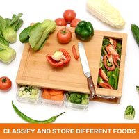 Large Bamboo Cutting Board and 4 Containers with Mobile Holder gift included for Home Kitchen thumbnail