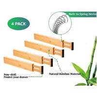 4 Pack Bamboo Adjustable Kitchen Drawer Dividers (Large, 44-55 cm) thumbnail
