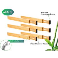6 Pack Bamboo Adjustable Kitchen Drawer Dividers (Large, 44-55 cm) thumbnail