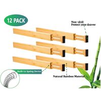 12 Pack Bamboo Adjustable Kitchen Drawer Dividers (Large, 44-55 cm) thumbnail