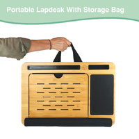 CARLA HOME Bamboo Laptop Lap Desk with Cushion, Angle Adjustable and Sleeve Case Bag for Office and Home thumbnail