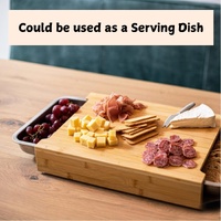 Chopping Board with with 2 Organiser Stainless Steel Trays Containers thumbnail