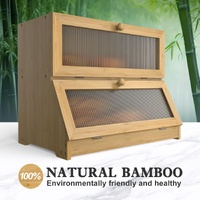 Double Layer Bamboo Bread Box for Kitchen Counter with Large Capacity and Clear Window thumbnail