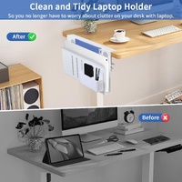 Under Desk Side Laptop Holder Storage with No Drill Cable Management Tray and Pen Storage for Office and Home thumbnail