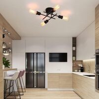 Industrial Semi Flush Mount Chandelier, Black thumbnail