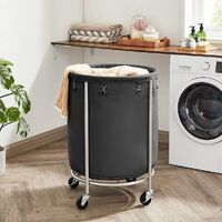 Steel Frame Laundry Basket Wheels, Black thumbnail