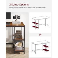 Computer Desk 2 Shelves Rustic, Brown Black thumbnail