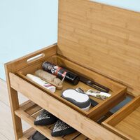 Bamboo Shoe Bench Drawers Lift Top thumbnail