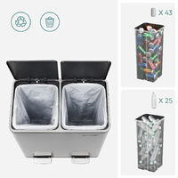 Dual Kitchen Bin, 2 x 30L, Silver thumbnail