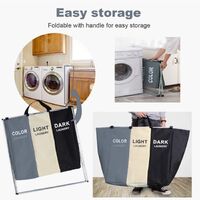 3 in 1 Large 135L Laundry Clothes Hamper Basket with Waterproof bags and Aluminum Frame (Multi) thumbnail