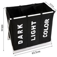 3 in 1 Large 135L Laundry Clothes Hamper Basket with Waterproof bags and Aluminum Frame (Black) thumbnail