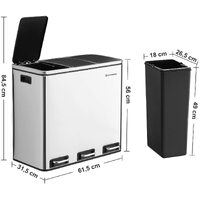 3 x 18L Kitchen Bin Waste Separation System thumbnail