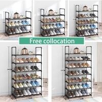 4-Tier Stainless Steel Shoe Rack Storage Organizer to Hold up to 15 Pairs of Shoes (55cm, Black) thumbnail