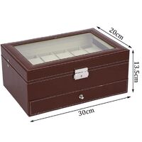 12 Slot PU Leather Lockable Watch and Jewelry Storage Boxes (Brown) thumbnail