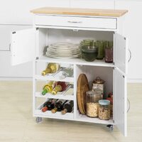 Kitchen Trolley with Wine Racks, Portable Workbench and Serving Cart for Bar or Dining thumbnail
