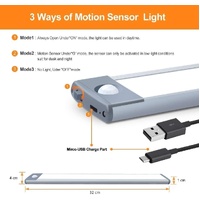54 LED Rechargeable Under Cabinet Night Lighting for Kitchen and Bedroom (Silver and Yellow Light) thumbnail