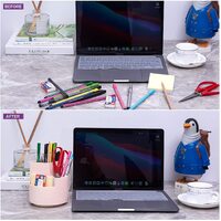 360 degree rotating multi-functional pen holder with 3 separate layer for office desk organiser (Pink) thumbnail