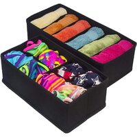 4 Pack Foldable Drawer Dividers Storage Boxes (Black) thumbnail