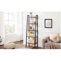 5 Tiers A-shaped Ladder Storage Shelf, Rustic, Brown thumbnail