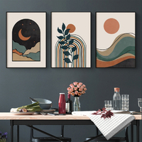 Wall Art 40cmx60cm Abstract Dark Green 3 Sets Black Frame Canvas thumbnail