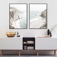Wall Art 50cmx70cm Mountain Beach 2 Sets Black Frame Canvas thumbnail