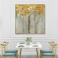 Wall Art 70cmx70cm Golden Leaves 2 Sets Gold Frame Canvas thumbnail