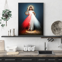 Wall Art 70cmx100cm Jesus Divine Mercy I Trust In You Black Frame Canvas thumbnail
