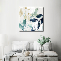 Wall Art 80cmx80cm Watercolour style leaves 2 Sets White Frame Canvas thumbnail