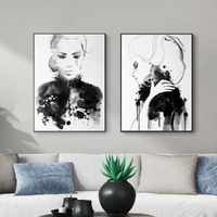 Wall Art 100cmx150cm Watercolor Sketch 2 Sets Black Frame Canvas thumbnail