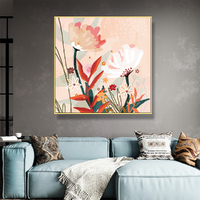 Wall Art 100cmx100cm Native Floral Gold Frame Canvas thumbnail