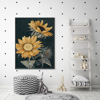 Wall Art 70cmx100cm Sunflowers Black Frame Canvas thumbnail