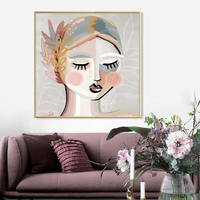 Wall Art 50cmx50cm Calm Girl Gold Frame Canvas thumbnail