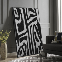 Wall Art 60cmx90cm Abstract Black Artwork Black Frame Canvas thumbnail