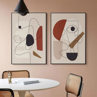 Wall Art 40cmx60cm Abstract Line Art By Picasso 3 Sets Black Frame Canvas thumbnail