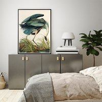 Wall Art 50cmx70cm Great Blue Heron By John James Audubon Black Frame Canvas thumbnail