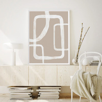 Wall Art 70cmx100cm Abstract White Lines 2 Sets White Frame Canvas thumbnail