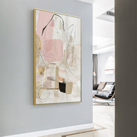 Wall Art 60cmx90cm Abstract Pink Gold Frame Canvas thumbnail
