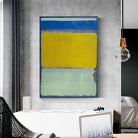 Wall Art 100cmx150cm Blue Yellow Green By Mark Rothko Black Frame Canvas thumbnail