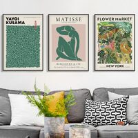 Wall Art 50cmx70cm Flower Market, Matisse Print, Yayoi Kusama 3 Sets Black Frame Canvas thumbnail